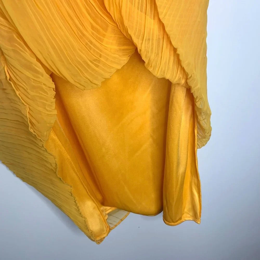 RESCALA Vintage Yellow Pleated Full Length‎ Skirt OS